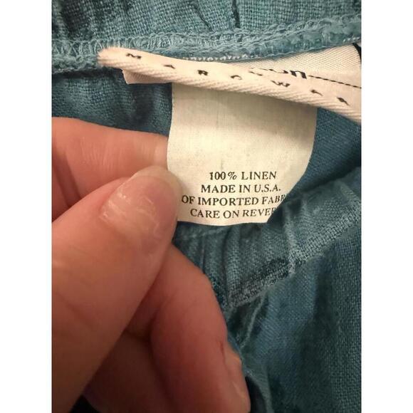 hot cotton marc ware linen pants turquoise Sz.L  100% Linen Floral design - Picture 6 of 6